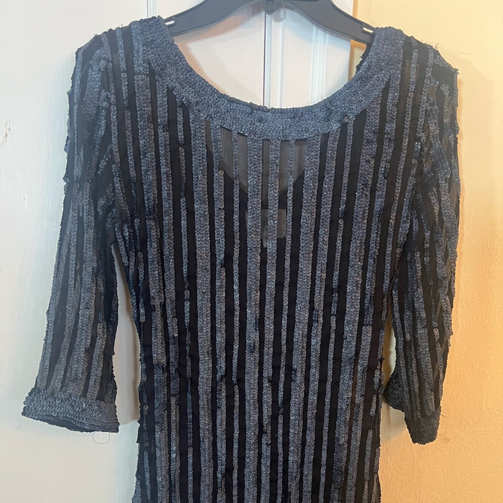 Label Ritu Kumar beaded/sequins dark blue dress size 2.
